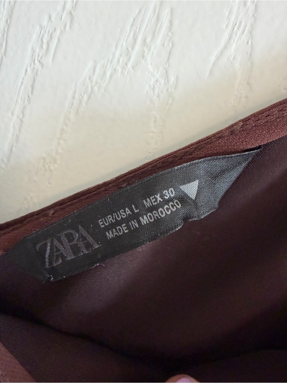Zara Brown Asymmetrical Slip Dress with Lace Trim - Picture 4 of 5